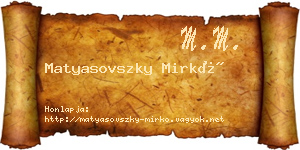Matyasovszky Mirkó névjegykártya
